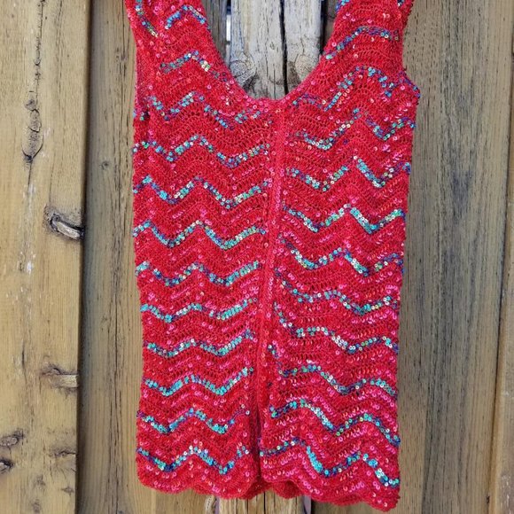 CRIMSON RED TOP - HAND EMBROIDERED WITH SEQUIINS - Picture 7 of 7